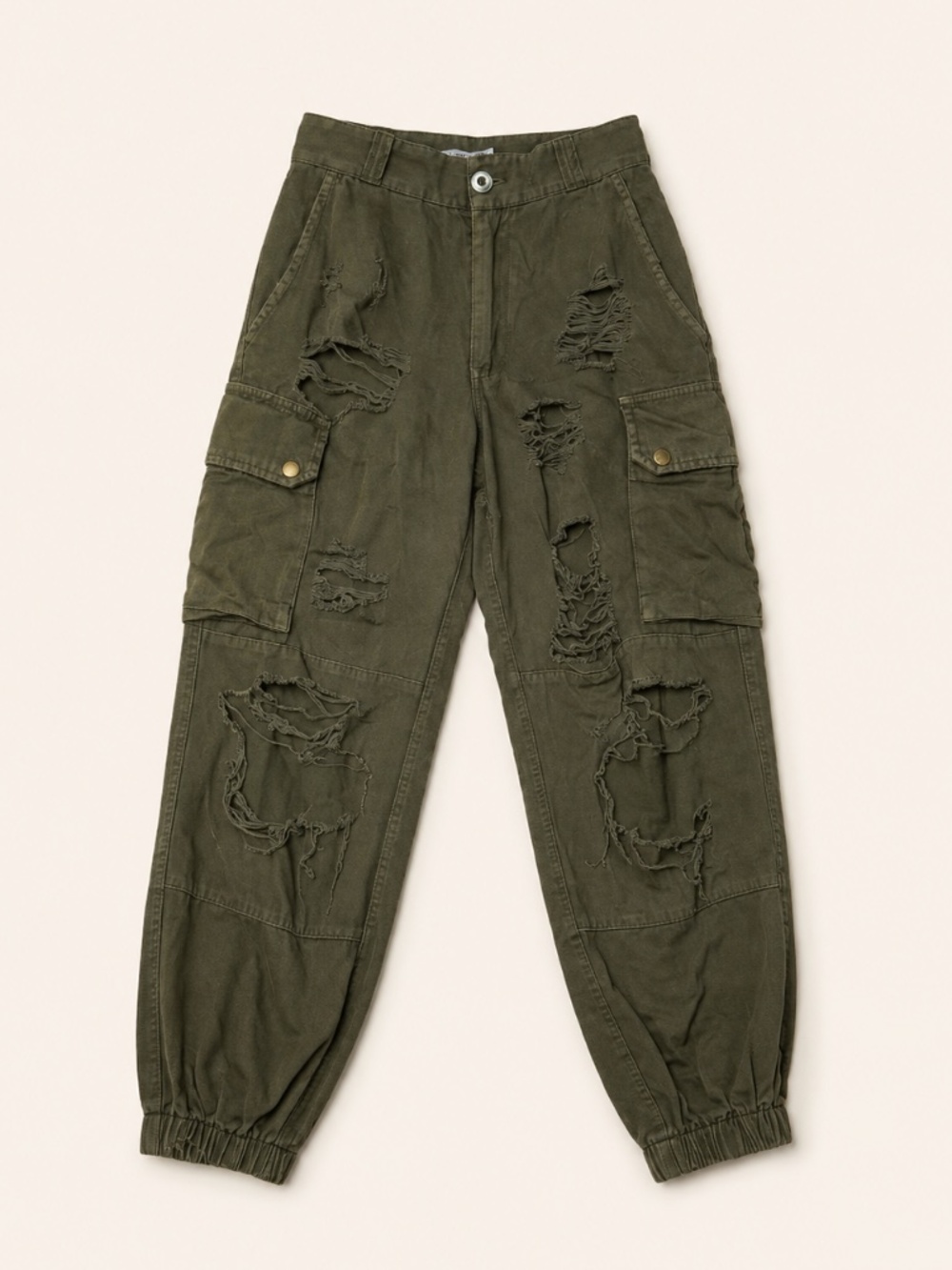 Carmar Distressed Olive Cargo Jogger Pants Size 6